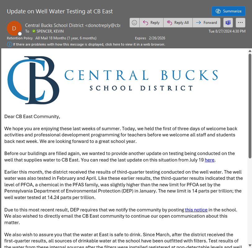 CB East August Email
